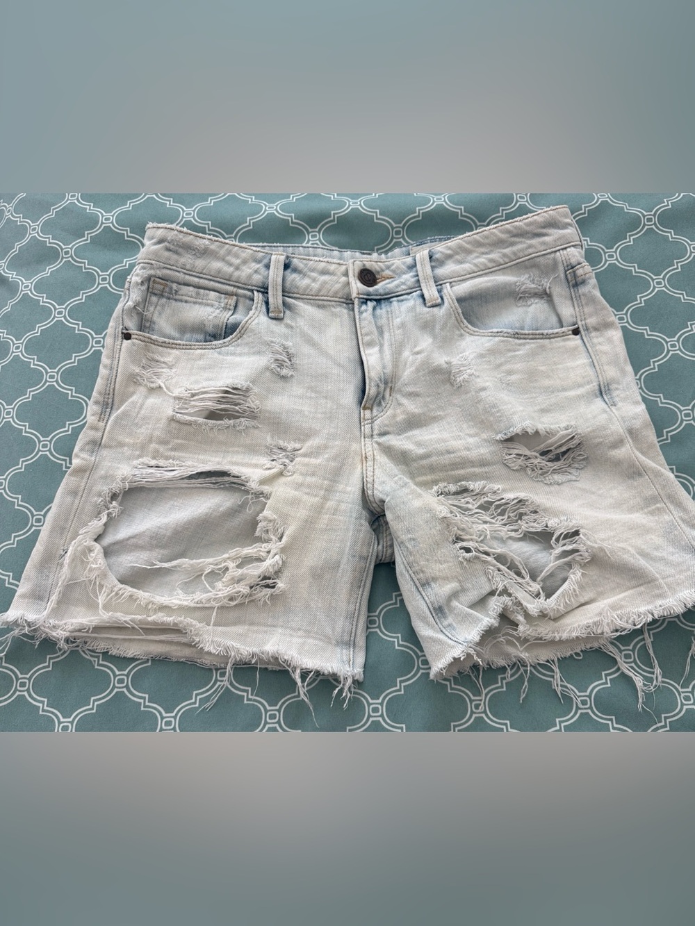 Treasure & Bond Washed Light Blue Distressed Denim Shorts